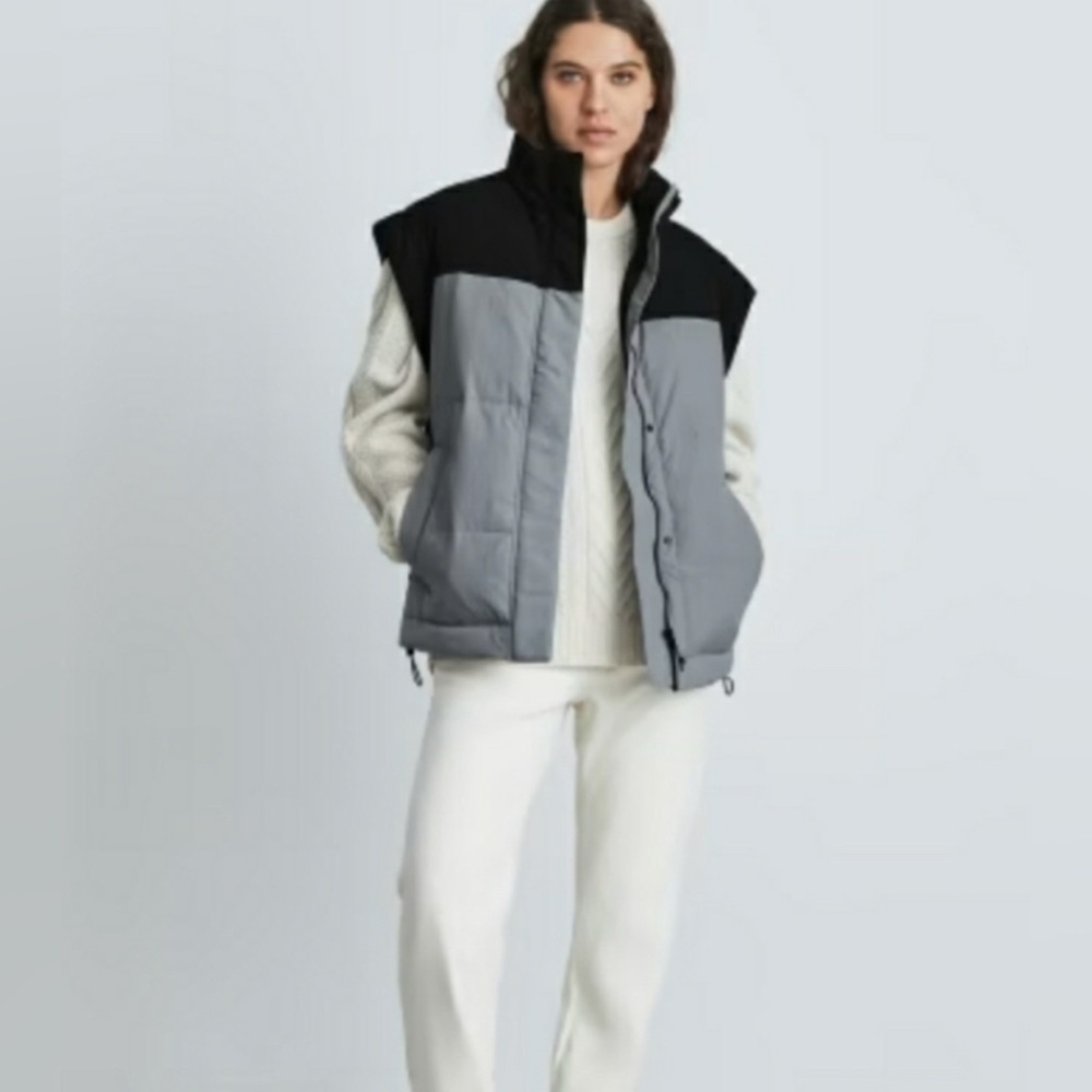 Everlane The Renew Vest Boxy Oversized Black Grey Sz Xs